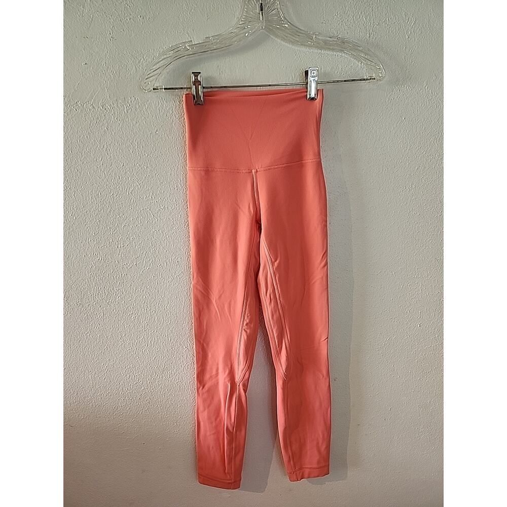 Lululemon Athletic Yoga Pink Orange Coral Leggings Women’s Size 0